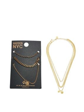 Madden NYC Gold-Tone Layered Coin Charms Necklace Set — 3-Piece